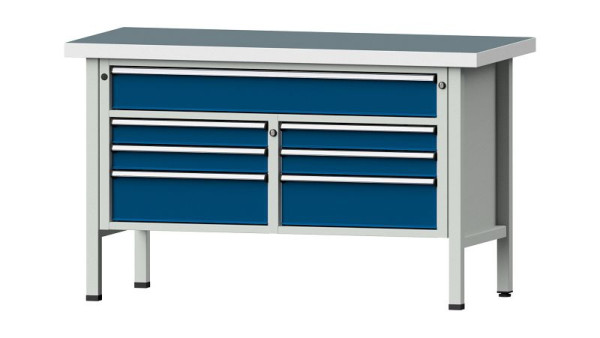Établis ANKE Établi en caisson, modèle 258 V, 1500 x 700 x 900 mm, RAL 7035/5010, UBP 50 mm, 304.139