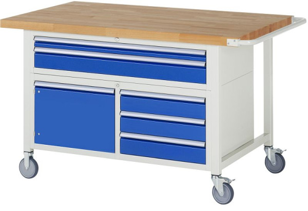 Etabli mobile RAU série 8000, conteneur triple fond (5x tiroir, 1x porte battante), 1500x920x900 mm, 05-8922A2-159B4S.11