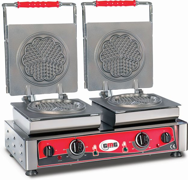 Gaufrier GMG Amore-S, 2x (Ø 16 cm), plaque de cuisson interchangeable, très facile à monter, 50° à 300°C, facile à nettoyer, WE-21S