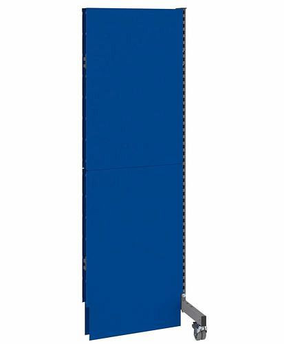 Cloison acoustique mobile DENIOS, panneau rapporté, L 625, H 2000 mm, tôle perforée acoustique d'un côté, gris/bleu, 293111