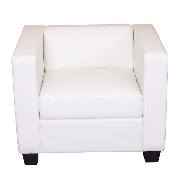 Fauteuil Mendler chaise longue Lille, simili cuir, blanc, 17375+17380