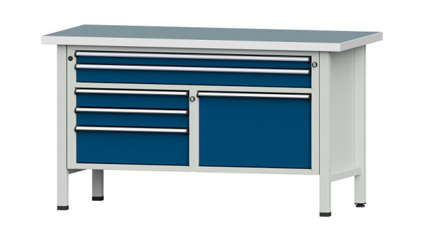Établis ANKE Établi en caisson, modèle 257 V, 1500 x 700 x 840 mm, RAL 7035/5010, UBP 40 mm, 304.120