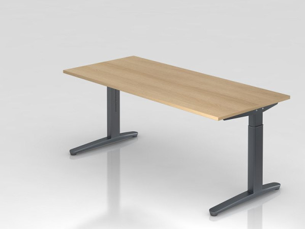 Bureau Hammerbacher pied C 180x80cm chêne/graphite, forme rectangulaire, VXB19/E/GG