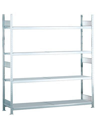 Rayonnage grande portée Schulte avec tablettes en acier, champ de base, 4 niveaux de rangement, largeur des compartiments 1500 mm, 1560 x 636 x 2500 mm, 278872