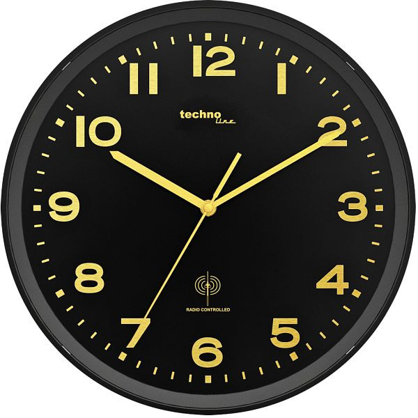 Horloge murale radiocommandée Technoline or, horloge radio-pilotée en plastique, dimensions: Ø 30 cm, WT 8500 or