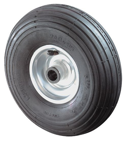 Rouleau de transport BS rollers avec frein, largeur 65 mm, Ø230 mm, jusqu'à 130 kg, roue pneumatique en caoutchouc noir, corps de roue jante en acier, roulement à rouleaux, L420.C90.230