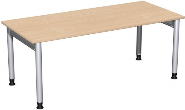 Bureau geramöbel réglable en hauteur, 1800x800x680-820, hêtre/argent, N-657146-BS