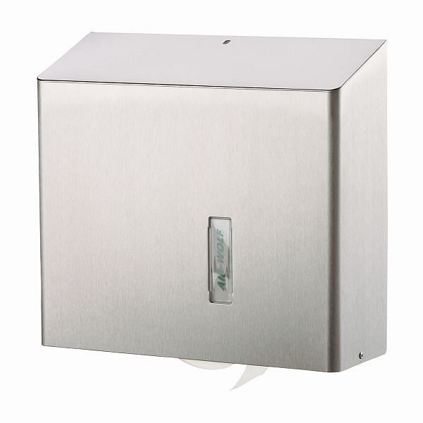 Distributeur de papier toilette Air Wolf, série Omega, H x L x P : 350 x 377 x 133 mm, acier inoxydable revêtu, 29-036