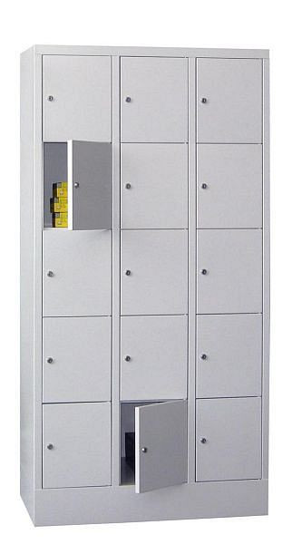 Armoire vestiaire Pavoy avec base 1850/500/900, 3l x 5h, serrure à cylindre, largeur de compartiment 300, portes lisses, 61265-353-401-910905