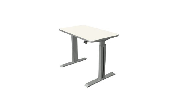 Kerkmann table debout/assise L 1000 x P 600 mm, argent, réglable en hauteur électriquement de 740 à 1230 mm, blanc/argent, 10175210