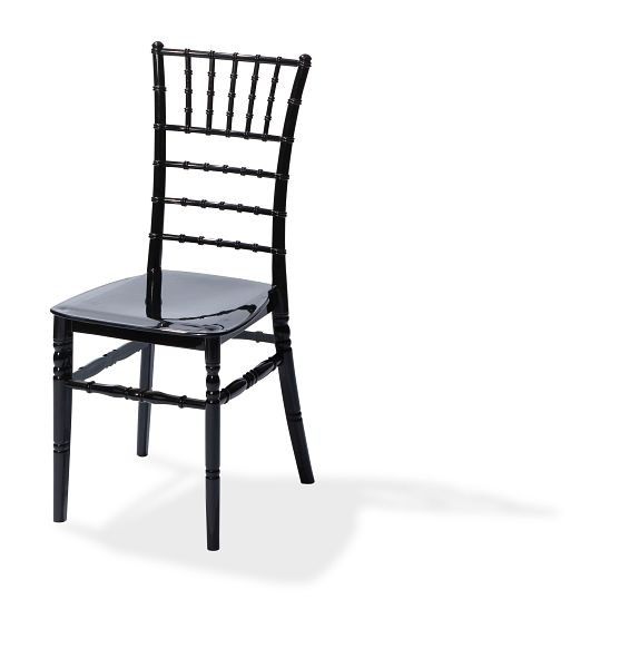 VEBA chaise empilable Tiffany noir, polypropylène, 41x43x92cm (LxPxH), incassable, 50410BL