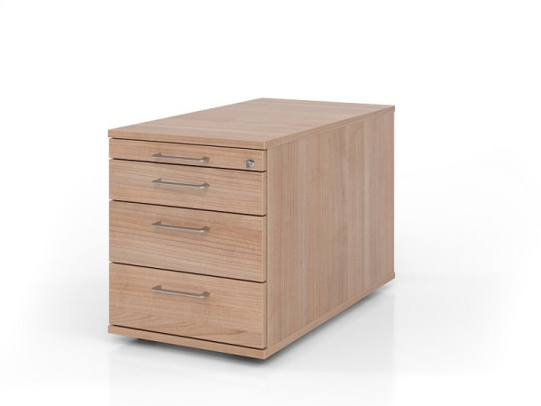 Conteneur roulant Hammerbacher TC30 BS, profondeur 80, corps : noyer / façade : noyer, 42,8 x 51,2 x 80 cm, 1/2/3/3 HE, VTC30/N/N/BS