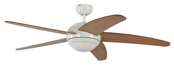 Ventilateur de plafond Pepeo Melton blanc / érable 132 cm avec éclairage et télécommande, 1341201033v2