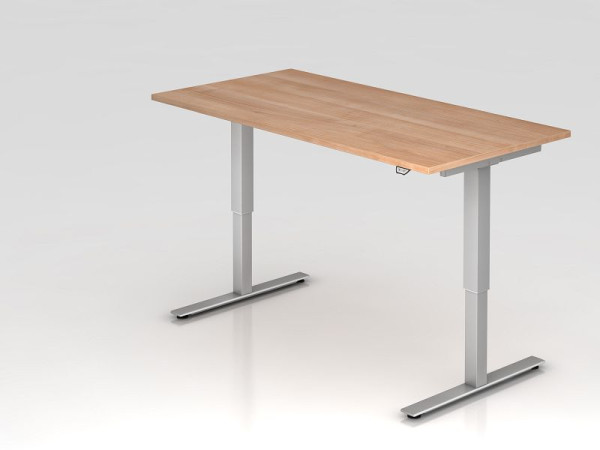 Hammerbacher bureau assis-debout électrique 160x80cm noyer, hauteur de travail 73 - 119 cm, VXMST16/N/S