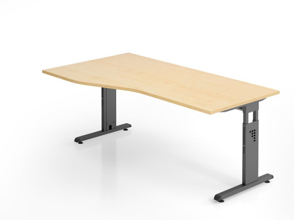 Bureau Hammerbacher OS18, 180 x 100/80cm, plateau : érable, épaisseur 25 mm, chant ABS 2 mm, forme libre, montage possible à gauche ou à droite, VOS18/3/G