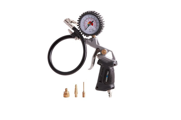 Testeur de pression d'air pour gonfleur de pneu à air comprimé AEROTEC Tuyau 30 cm PSI, consommation d'air: 100 l / min, 200541