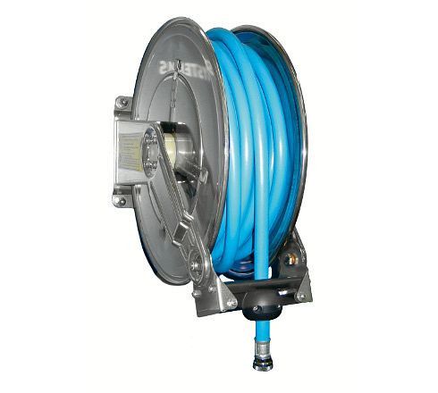 Enrouleur automatique SOFINOR en inox + 20 m tuyau 12x20, moyeu central : polypropylène, CNET05