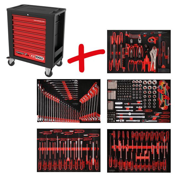 KS Tools PERFORMANCEplus set de dessertes d'atelier P15, avec 262 outils et 5 tiroirs, 815.5262