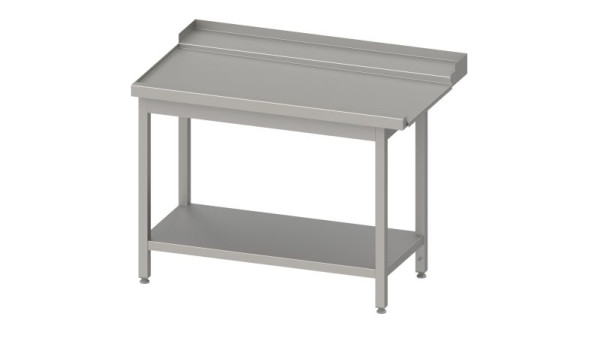 Table de vidange en acier inoxydable Stalgast, guide panier avec pente, avec base 1200x750x880mm, montage côté gauche, avec dosseret, soudée, VAL12711LA
