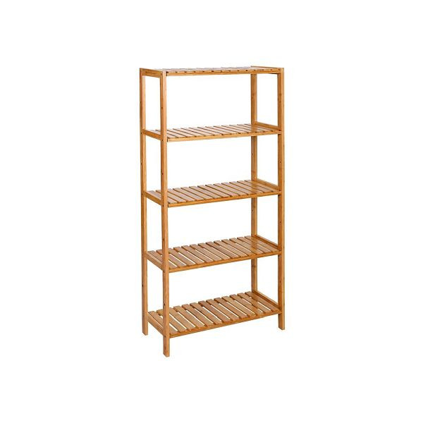 SONGMICS Étagère de Salle de Bain en Bambou à 5 Niveaux Couleur Bambou BCB35Y