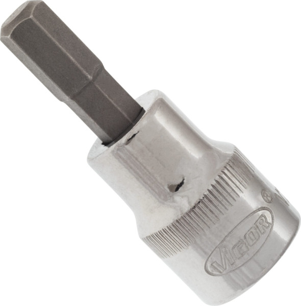 Embout de tournevis VIGOR, carré creux 10 mm (3/8"), profil six pans intérieur, 7 mm, longueur : 49 mm, pour commande manuelle, V2281N