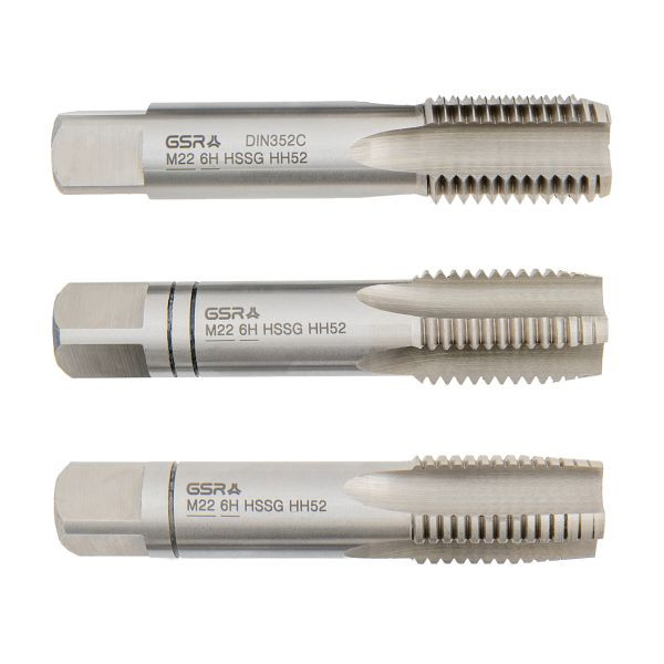 GSR jeu de tarauds à main filetage métrique DIN 2184-2 (DIN 352) droite HSS-G M 22, 00105300