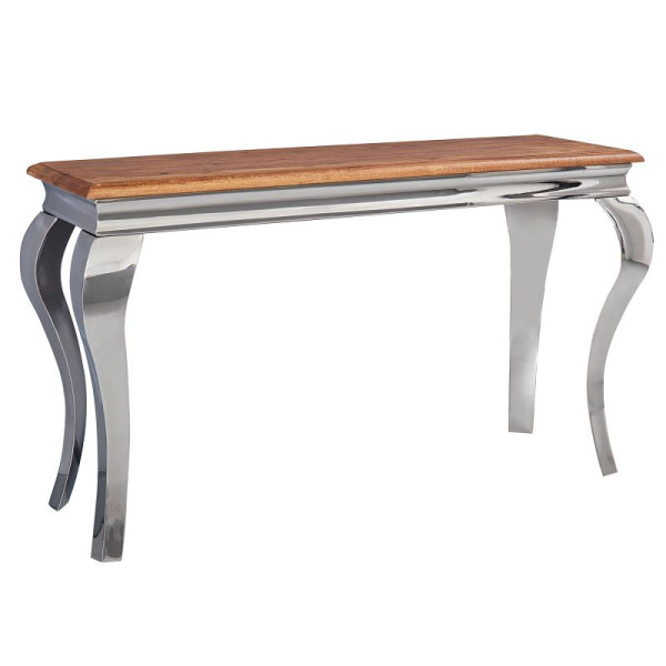 Table console Wohnling Sheesham bois massif / métal 130x76,5x42 cm, étroite, moderne, WL5.946