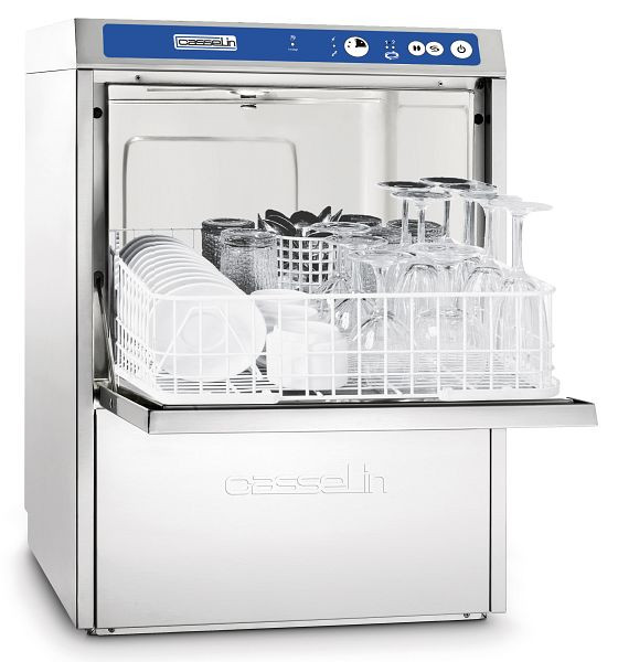 Casselin lave-verres 400 double paroi avec adoucisseur d'eau intégré et pompe de vidange, CLVD