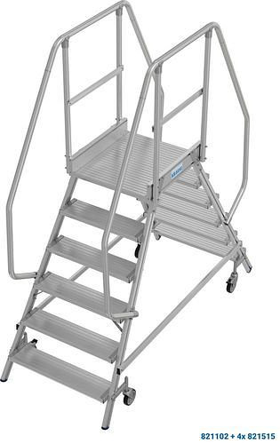 Échelle à plateforme Krause en aluminium, mobile, 2 x 6 marches, grimpable des deux côtés, conformément à EN 131-7, 312173