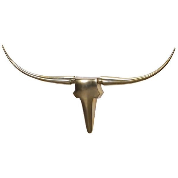 Wohnling décoration murale bois de taureau L 125 cm aluminium doré, WL1.391