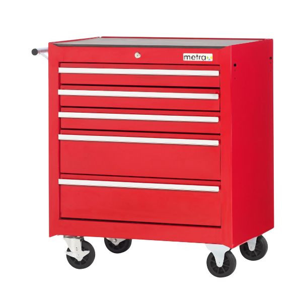 Chariot d'atelier Metra avec 5 tiroirs, rouge, 10217