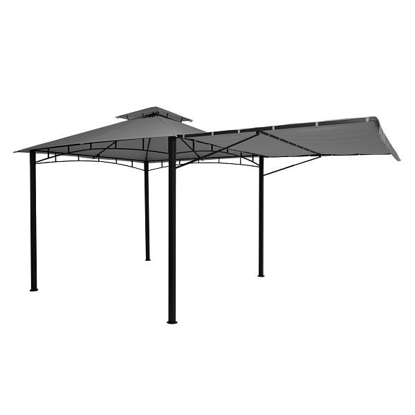 Mendler Pergola HWC-F94, pavillon de jardin, paroi latérale mobile en acier 2,5x2,5m, gris, 70678