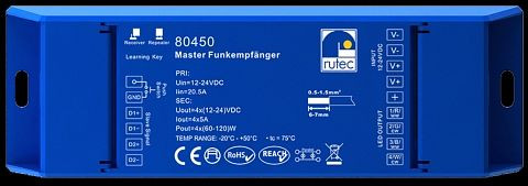 Récepteur radio rutec Master 12 / 24V 240W / 480W monochrome, Select, RGB, RGBW, 80450