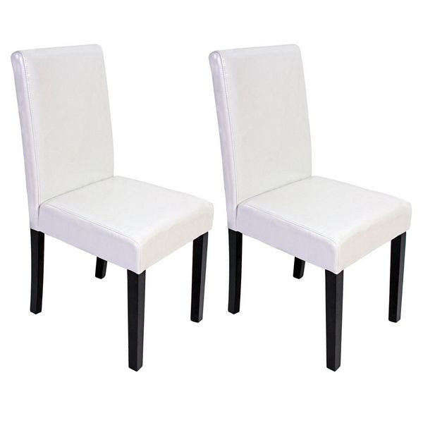 Mendler ensemble de 2 chaises de salle à manger chaise chaise de cuisine Littau, cuir, blanc, pieds foncés, 17416