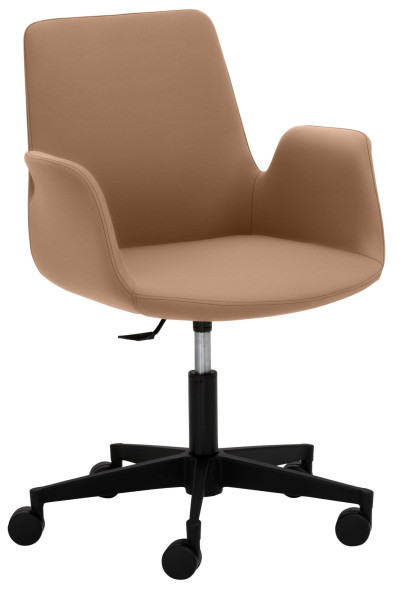 Fauteuil Mayer Sitzmöbel , avec piètement en plastique (ø 61 cm) noir, marron clair, 2010_03_30485