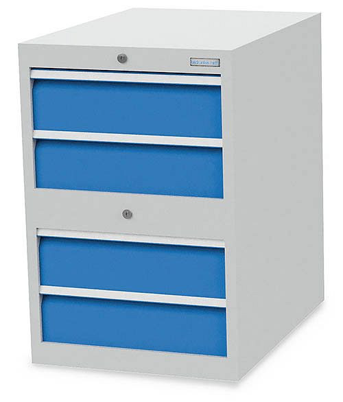 Armoire à tiroirs Bedrunka+Hirth, profondeur 736 mm, R 18-24, nombre de tiroirs : 4, dimensions en mm (LxPxH) : 555 x 736 x 819, hauteur du panneau en mm : 4x150, 580/2.0040V
