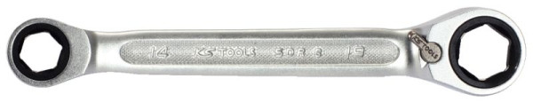 KS Tools clé polygonale à double cliquet réversible SW 14 x 19 mm, avec ressort de retenue d'insert, 503.4513