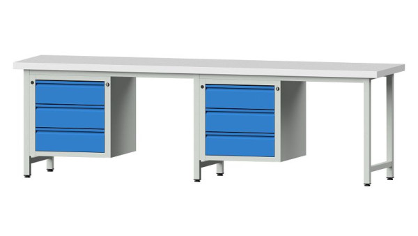 Établis ANKE Établi combiné, modèle 736 E, 2800 x 700 x 850 mm, RAL 7035/5012, KSP 50 mm, 511.011