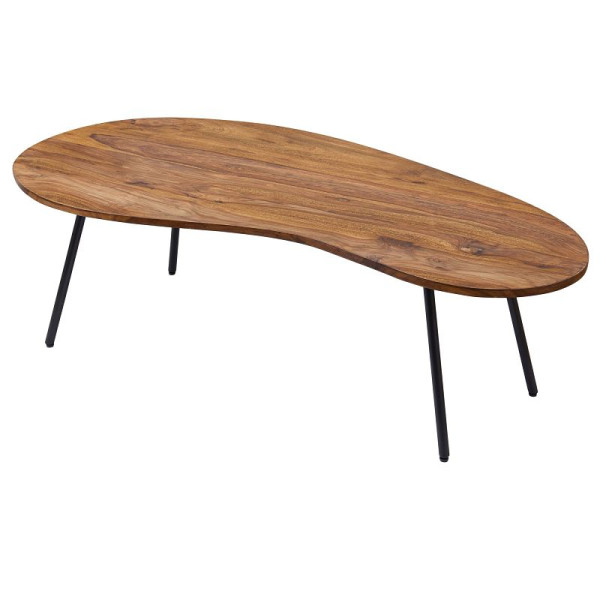 Wohnling Design table basse 122 x 36 x 63 cm Sheesham avec pieds en métal noir, WL5.617
