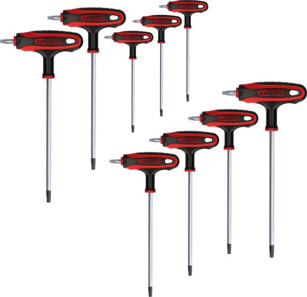 Jeu de clés à poignée en T KS Tools, Torx avec trou, 9 pièces TB10-TB50, 151.8160