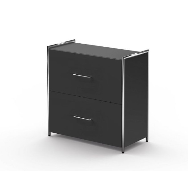 Buffet Kerkmann large, avec 2 tiroirs pour 2 OH, Artline, L 800 x P 380 x H 780 mm, anthracite, 13799113