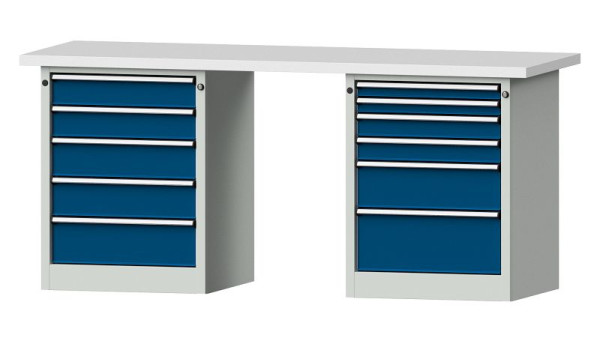 Établis ANKE Établi combiné, modèle 841 V, 2000 x 700 x 890 mm, RAL 7035/5010, KSP 40 mm, 415.117