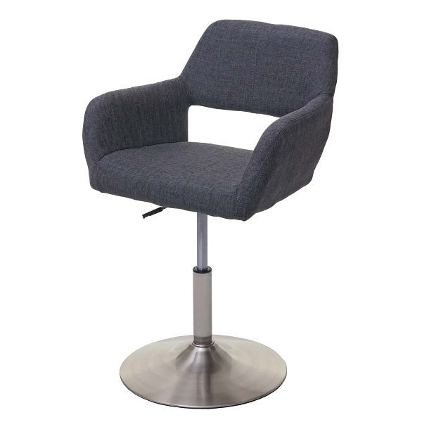 Chaise de salle à manger Mendler HWC-A50 III, chaise de cuisine, années 50 rétro, tissu/textile, gris foncé, pied brossé, 63959