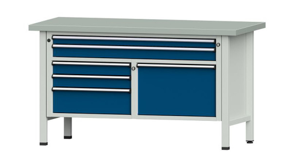 Établis ANKE Établi en caisson, modèle 257 V, 1500 x 700 x 840 mm, RAL 7035/5010, ZBP 40 mm, 304.124