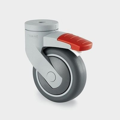 Roulette pivotante TENTE-ROLLEN avec frein, roue Ø 75 mm, capacité de charge 75 kg, hauteur totale 103 mm, A 87 Shore, 5325PJP075L51-10
