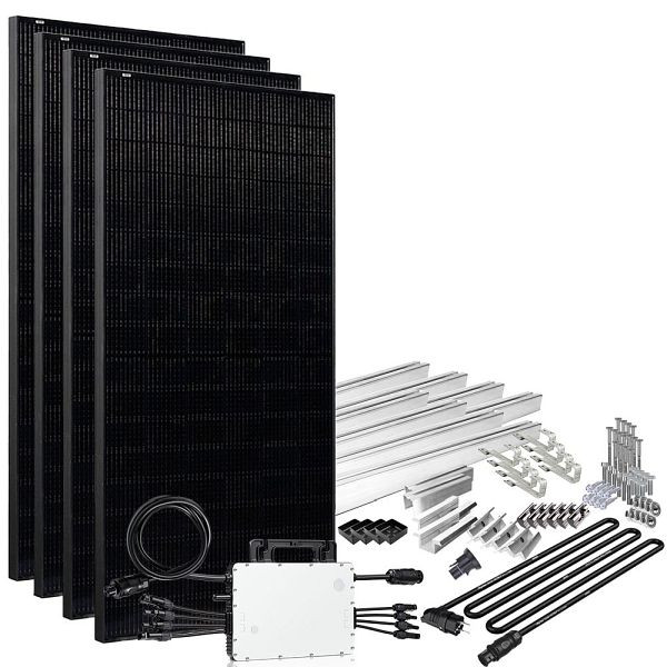 Système solaire Offgridtec Solar-Direct 1640W HM-1500 Full Black Connexion Schuko - Câble de connexion 5m - Kit de montage queue de castor, 4-01-014535-007