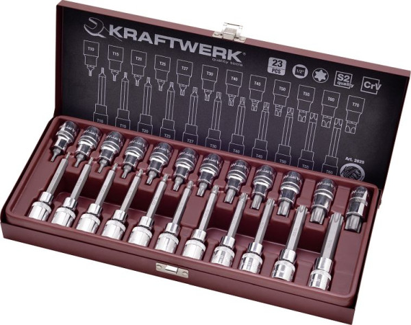 Embout Kraftwerk pour jeu de douilles à vis TX, 1/2", 23 pièces, 2025