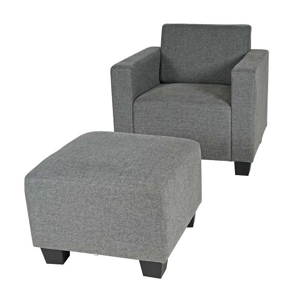 Mendler Modular Armchair Chaise longue avec pouf Lyon, tissu/textile, gris, 75189+75190