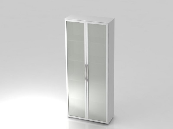 Vitrine Hammerbacher 5OH 34, poignée arrondie profondeur 6 cm blanc, 80x34,9x188 cm (LxPxH), V4200/W/S/BM