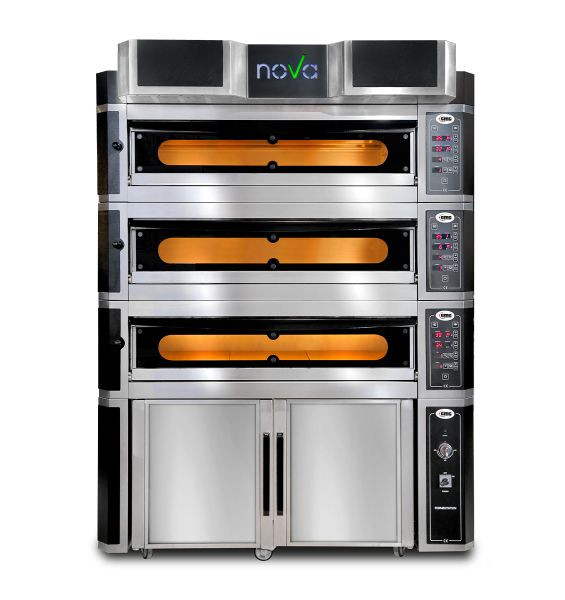 Four à pizza GMG Nova avec hotte et armoire de fermentation - isolation intérieure en laine de roche et brique réfractaire solide, 3x 8,0 kW 400V, PFN - 10570 - 3M